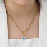 گردنبند کارتیر با پلاک چشم نظر استیل