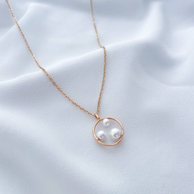 گردنبند ژوپینگ مدل سه مروارید ظریف