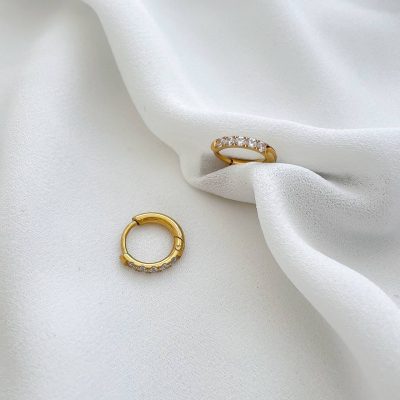 پیرسینگ گوش حلقه ای نگیندار استیل