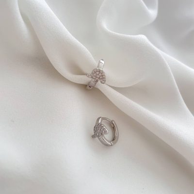 گوشواره حلقه‌ای نگین‌دار طرح فیل