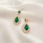 گوشواره آویز نگین اشکی زمرد - تصویر 3