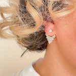 گوشواره آویز نگین‌دار مدل شفق طلایی - تصویر 2
