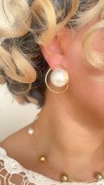 گوشواره حلقه‌ای مرواریدنما طرح زارا 3 - تصویر 2