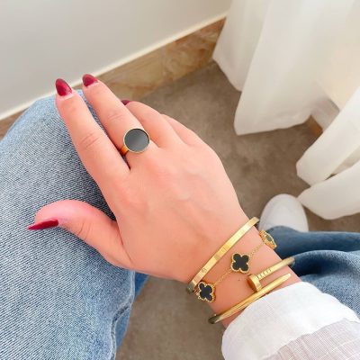 انگشتر دایره اونیکس استیل