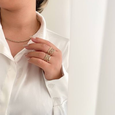 انگشتر پرتوفینو بدون نگین پنج حلقه ژوپینگ
