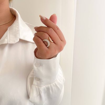 انگشتر مینیمال نیم نگین ژوپینگ