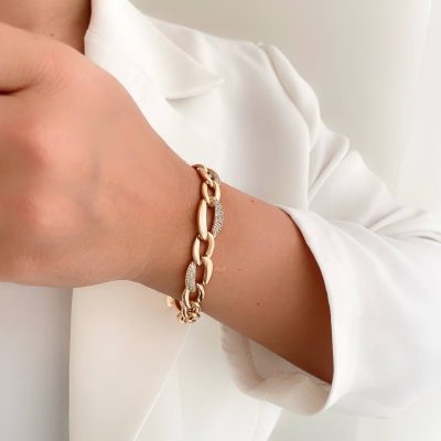 دستبند کارتیر نگیندار پهن ژوپینگ