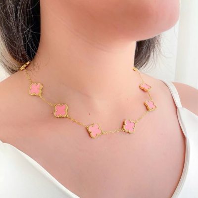 گردنبند گل درشت مستر کوالیتی ونکلیف صورتی