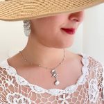 گردنبند آویز صدف و ستاره دریایی مرواریدی استیل