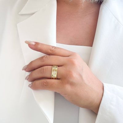 انگشتر ونکلیف حلقه نگیندار استیل