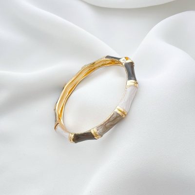 تکپوش میناکاری مدل بامبو سفید شیری، خاکستری، زیتونی