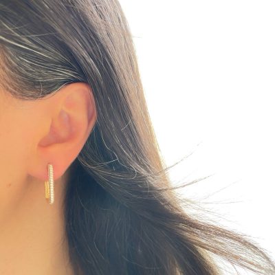 گوشواره مربع نگیندار ژوپینگ