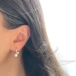 گوشواره حلقه مروارید تک نگین ژوپینگ
