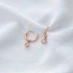 گوشواره حلقه با آویز نگین تنیسی ژوپینگ
