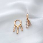 گوشواره قلب با آویز نگین باگت ژوپینگ