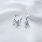 گوشواره قلب با آویز نگین باگت ژوپینگ