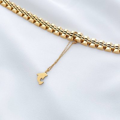 آویز ساعت دلفین آینه ای استیل