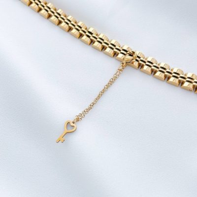 آویز ساعت کلید قلب آینه ای استیل