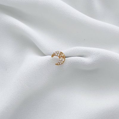 پیرسینگ گوش ماه نگیندار استیل