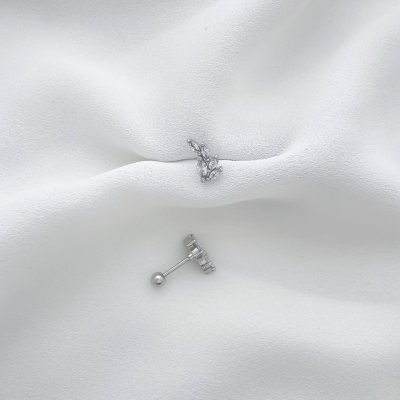 پیرسینگ گوش خوشه نگیندار استیل