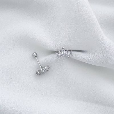 پیرسینگ گوش تاج نگیندار استیل