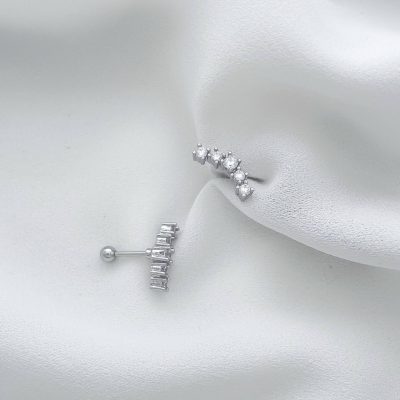 پیرسینگ گوش بال نگیندار استیل