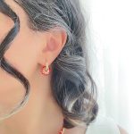 گوشواره حلقه‌ای میناکاری قرمز ژوپینگ