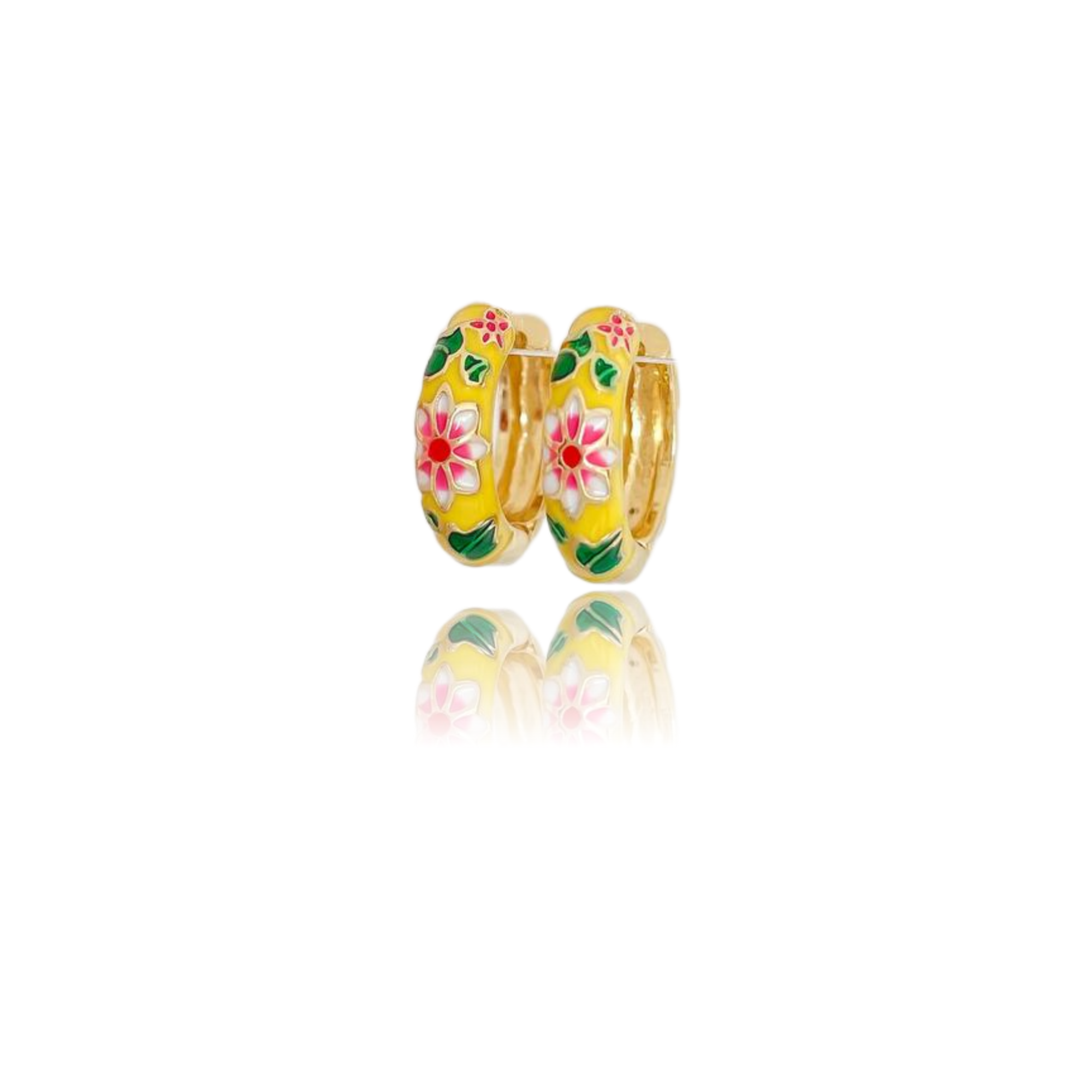 20251009143041050 گوشواره حلقه ای میناکاری زرد استیل