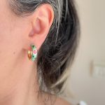 گوشواره حلقه ای میناکاری فیروزه ای استیل