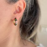 گوشواره حلقه ای میناکاری مشکی استیل