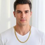 گردنبند کارتیه تراشدار با پهنا 8 میلیمتر استیل