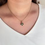 گردنبند تک گل ونکلیف مشکی استیل
