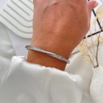 دستبند النگویی (بنگل) پیچ باریک نگیندار ژوپینگ