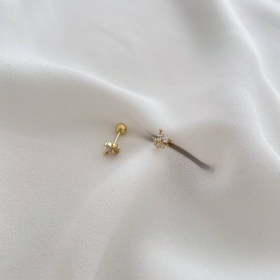 پیرسینگ گوش پروانه کوچک نگیندار استیل