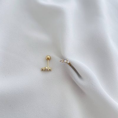 پیرسینگ گوش کمان نگیندار استیل