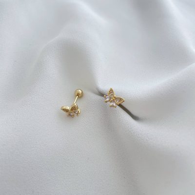 پیرسینگ گوش پروانه نگیندار استیل