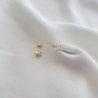 پیرسینگ گوش لاله نگیندار استیل