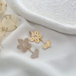گوشواره فول نگین گل استیل
