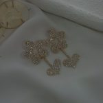 گوشواره فول نگین گل استیل