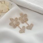 گوشواره فول نگین گل استیل