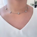 گردنبند ونکلیف نقره ای گل ریز استیل