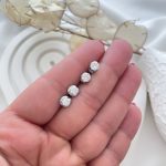 گوشواره تک نگین گرد استیل