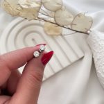 گوشواره تک نگین گرد استیل
