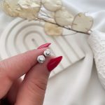گوشواره تک نگین گرد استیل