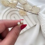 گوشواره تک نگین گرد استیل
