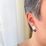 گوشواره میناکاری آویز سفید و قهوه ای