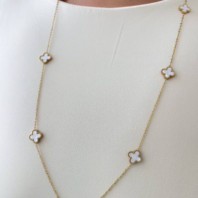 گردنبند رولباسی ونکلیف سفید استیل