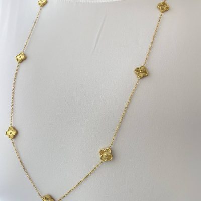 گردنبند رولباسی ونکلیف طلایی تراشدار استیل