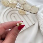 گوشواره تک نگین گرد استیل