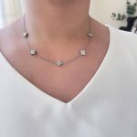 گردنبند ونکلیف نقره ای گل ریز استیل